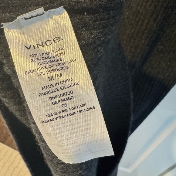 Vince Ribbed Wool Cashmere Shift Dress Heather Carbon Relaxed Fit | M - Picture 8 of 9